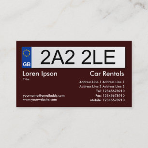 UK Number Plate - Mörk Brown Visitkort