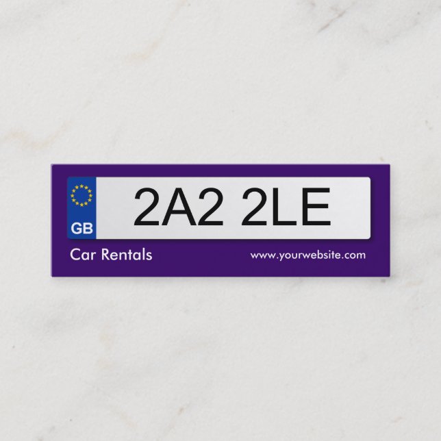 UK Number Plate - Mörk Violet Mini Visitkort (Framsida)