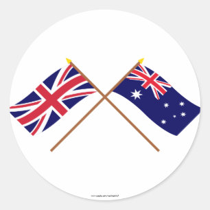 UK och Australien korsad flaggor Runt Klistermärke
