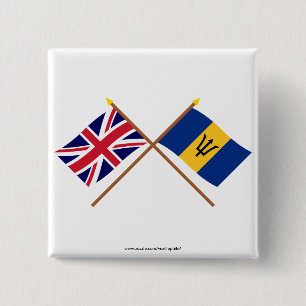 UK och Barbados korsad flaggor Knapp