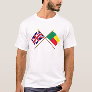 UK och Benin korsad flaggor Tee Shirt