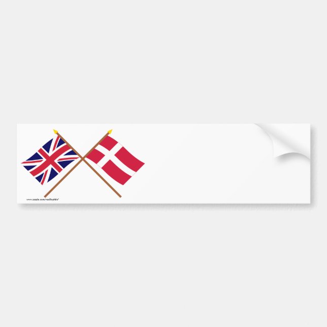 UK och Danmark korsad flaggor Bildekal (Framsidan)
