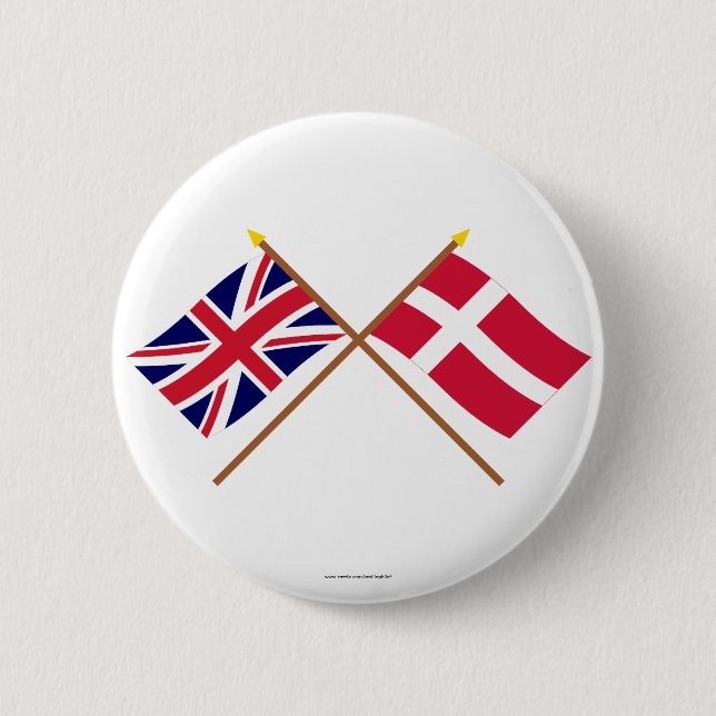UK och Danmark korsad flaggor Knapp (Framsida)