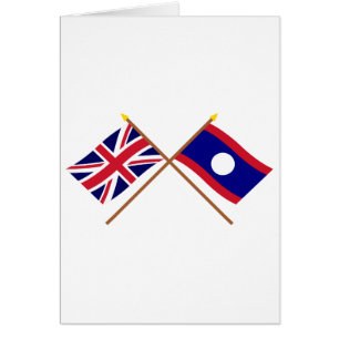 UK och Laos korsad flaggor Hälsningskort