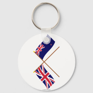 UK och nyazeeländsk korsad flaggor Nyckelring