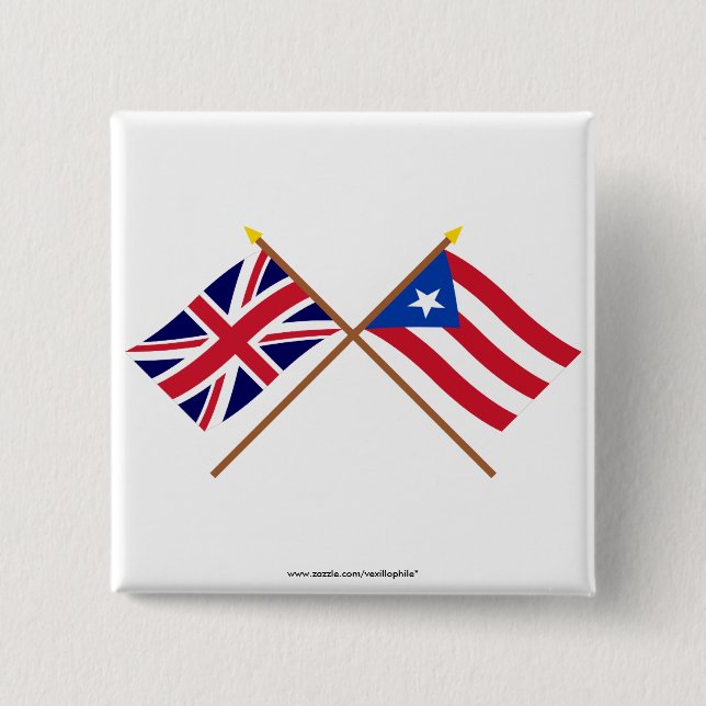 UK och Puerto Rico korsad flaggor Knapp (Framsida)