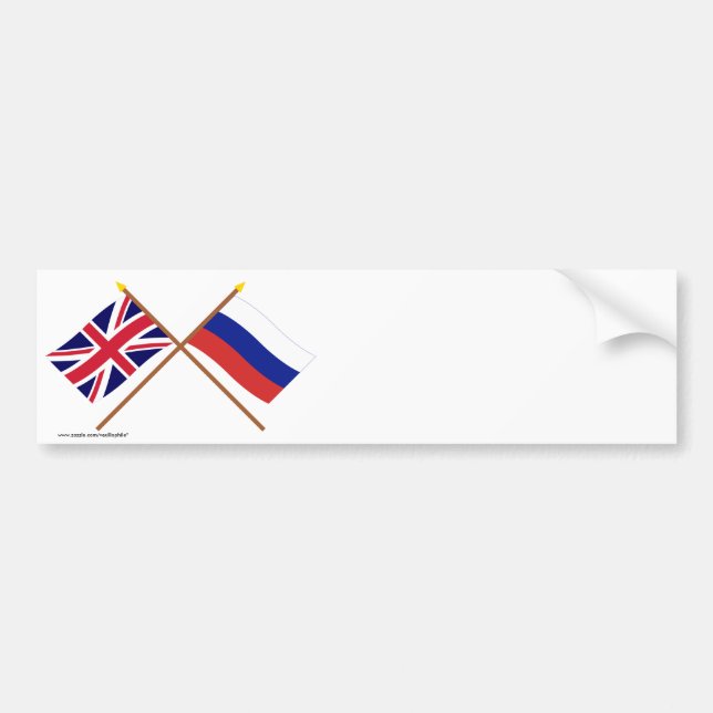 UK och Ryssland korsad flaggor Bildekal (Framsidan)