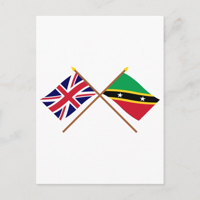 UK och Saint Kitts & Nevis Crossed Flaggor Vykort (Framsida)