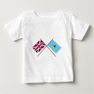 UK och Saint Lucia korsad flaggor T-shirt