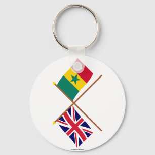 UK och Senegal korsad flaggor Nyckelring