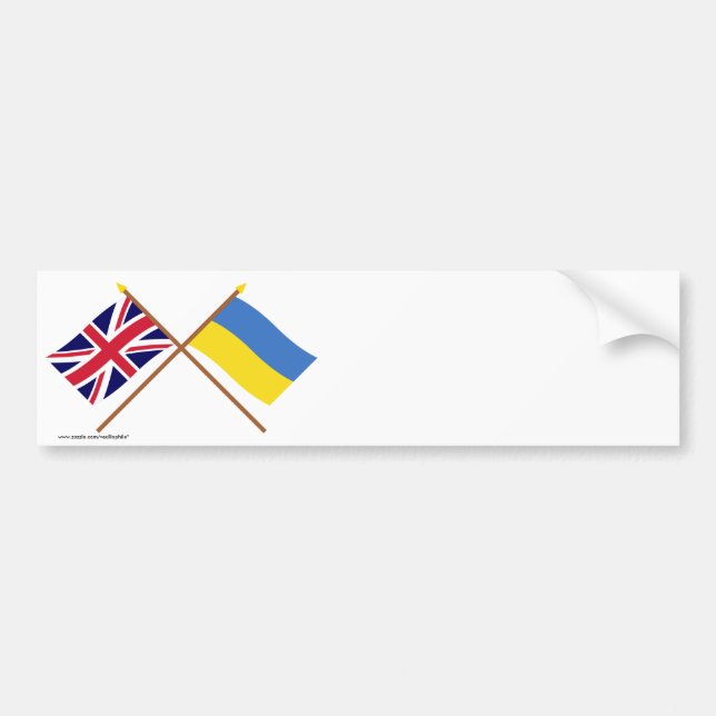 UK och Ukraina korsad flaggor Bildekal (Framsidan)