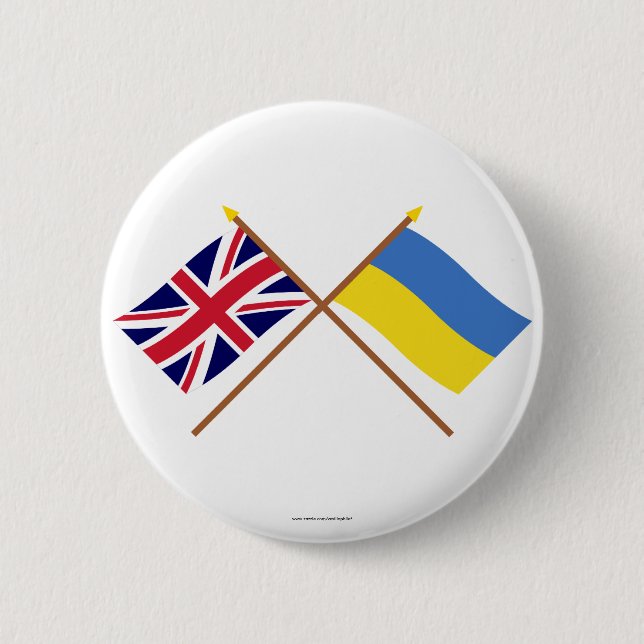 UK och Ukraina korsad flaggor Knapp (Framsida)