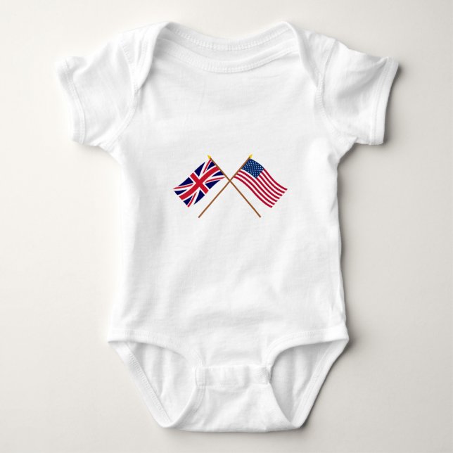 UK och United States korsad flaggor Tee Shirt (Framsida)