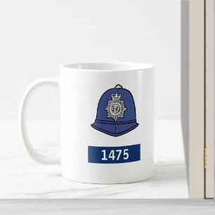 UK Police Constabl with Helmet - Add Badge Number Kaffemugg