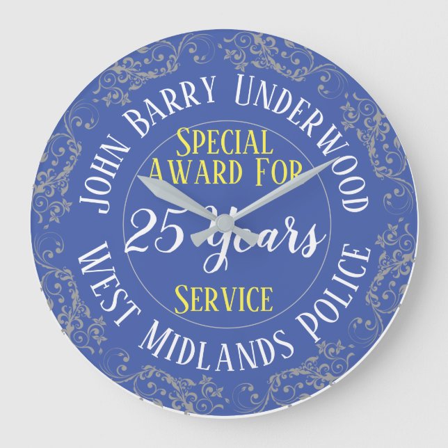 UK Police Long Service Award with Years Service Stor Klocka (Framsida)