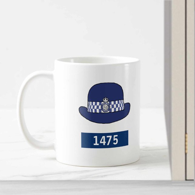 UK Police Woman with WPC Hat - Add Badge Number -  Kaffemugg (Skapare uppladdad)