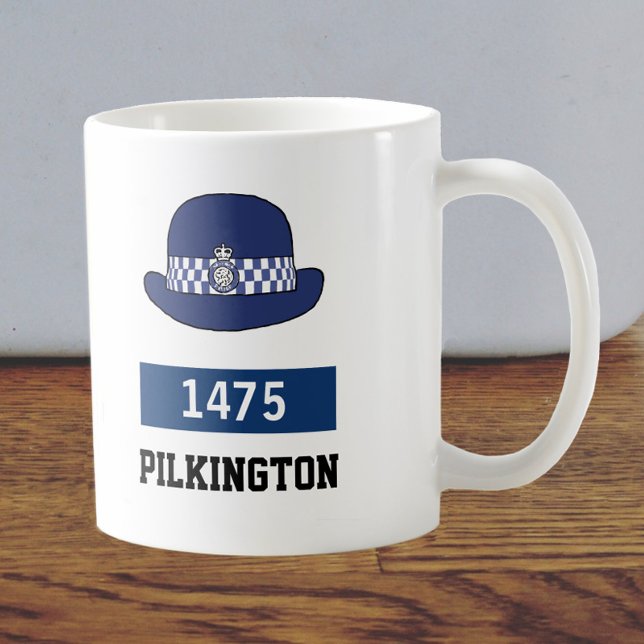 UK Police WPC Hat - Add Number & Namn Kaffemugg (Skapare uppladdad)