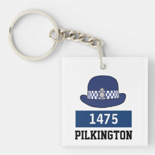 UK Police WPC Hat - Add Number & Namn Keychain - A