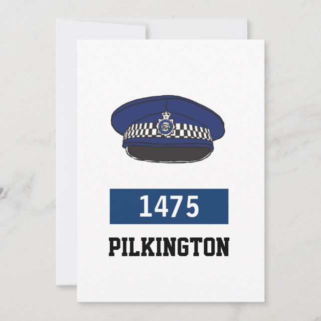 UK Polisens platta mössa - Lägg till nummer och na Julkort (Framsida)