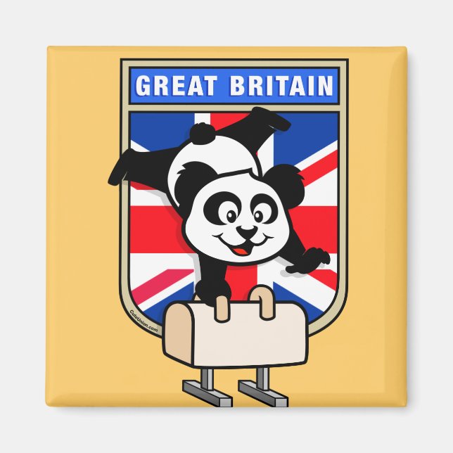 UK Pommel Horse Panda Magnet (Framsidan)