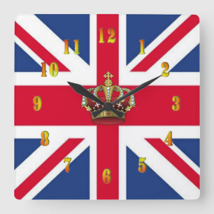 UK Queen Krona Wall Clock Fyrkantig Klocka