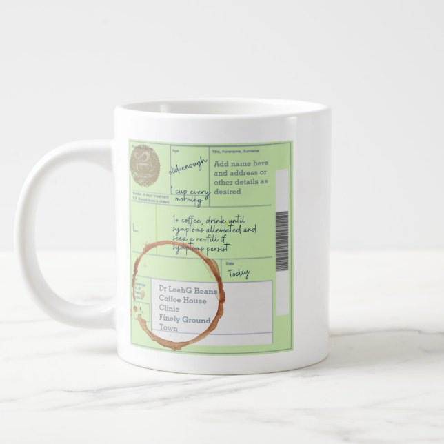 UK RX-recept MUGG - Personlig Funny Coffee Jumbo Mugg (Vänster)