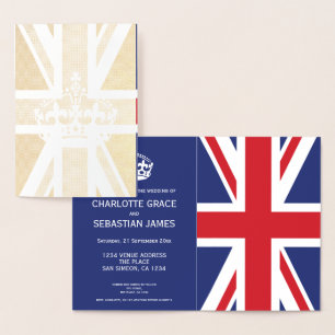 UK Union Jack British Bröllop ThLED (blått) Folierat Kort