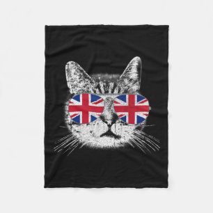 Uk Union Jack British Flagga England Cat Sungles G Fleecefilt
