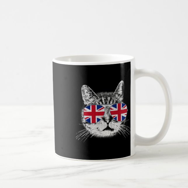 Uk Union Jack British Flagga England Cat Sungles G Kaffemugg (Höger)