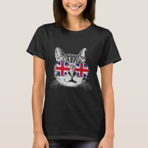 Uk Union Jack British Flagga England Cat Sungles G T Shirt