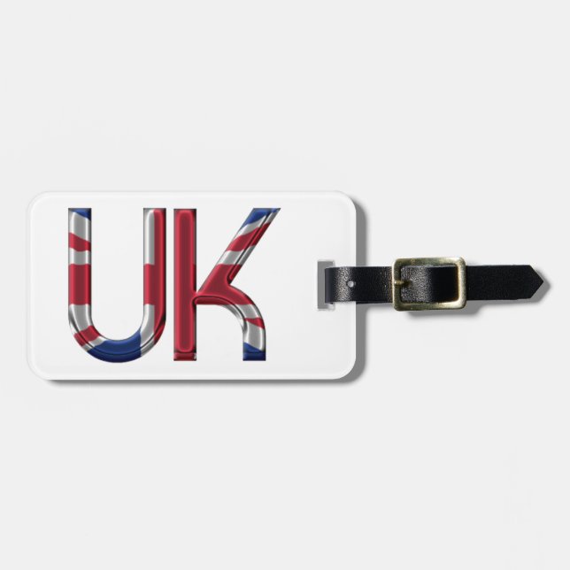 UK Union Jack British Flagga Typography Elegant Bagagebricka (Horisontell Framsida)