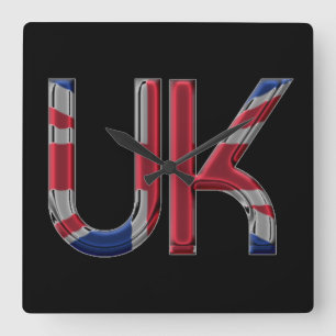 UK Union Jack British Flagga Typography Elegant Fyrkantig Klocka