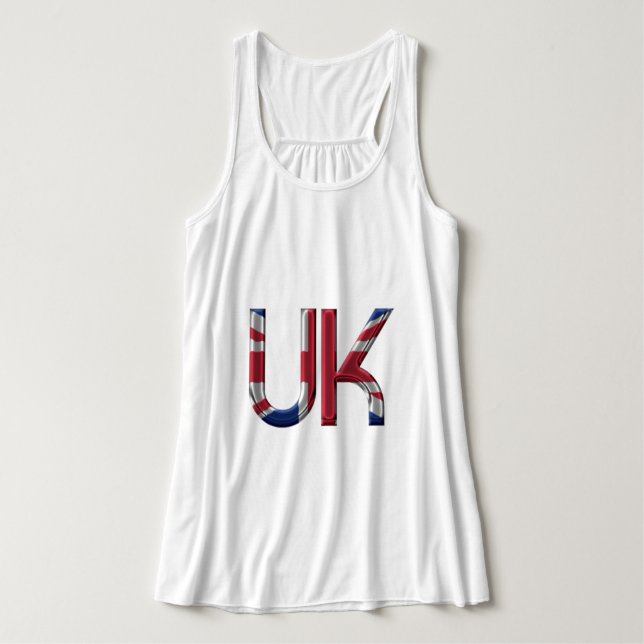 UK Union Jack British Flagga Typography Elegant Linne Med Racerback (Design framsida)
