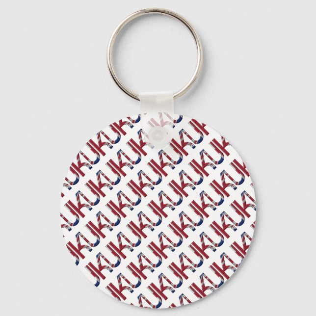UK Union Jack British Flagga Typography Elegant Nyckelring (Framsida)