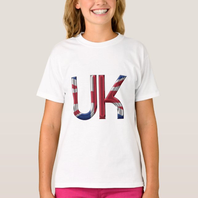 UK Union Jack British Flagga Typography Elegant T-shirt (Framsida)