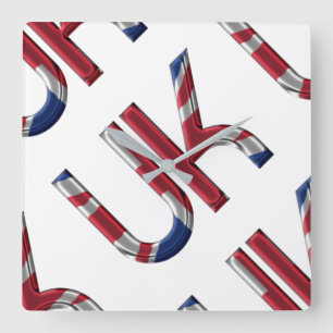 UK Union Jack British Flagga Typography Mönster Fyrkantig Klocka