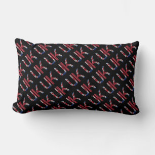 UK Union Jack British Flagga Typography Mönster Lumbarkudde