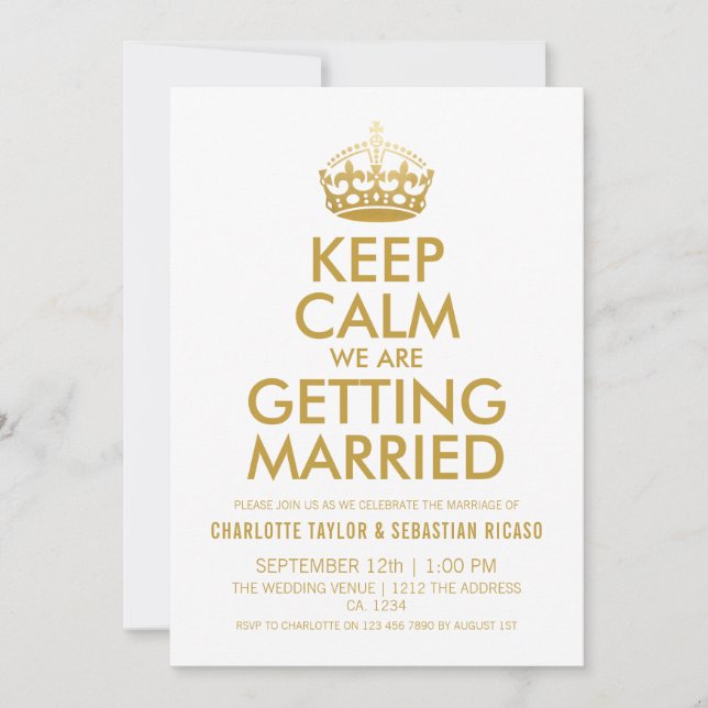 UK Union Jack Bröllop Storbritannien Guld Krona Meddelande (Framsida)