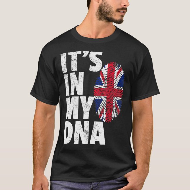 Uk Union Jack England Flagga Det finns i mitt DNA- T Shirt (Framsida)