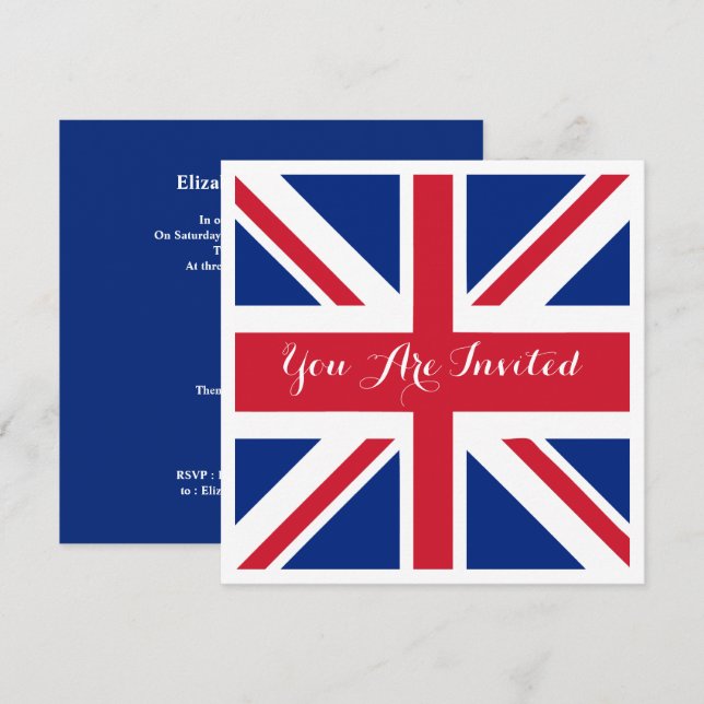 UK Union Jack Flagga British Bröllop Inbjudningar (Fram/baksida)