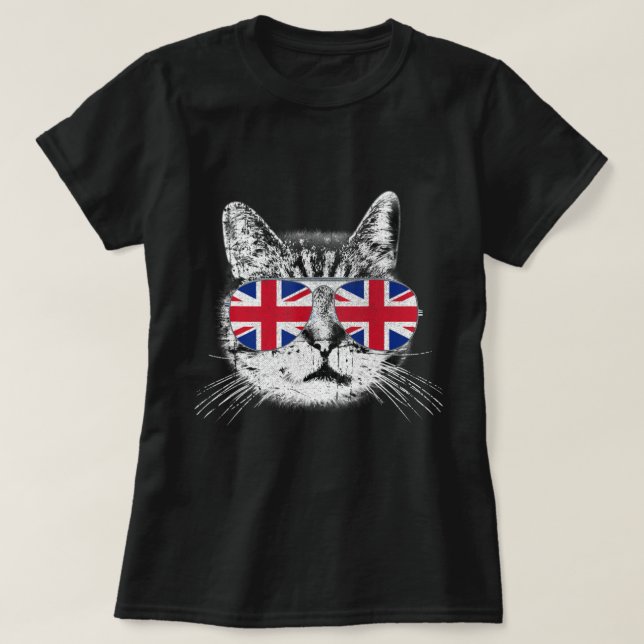 Uk Union Jack Flagga English England Cat Lover Bri T Shirt (Design framsida)