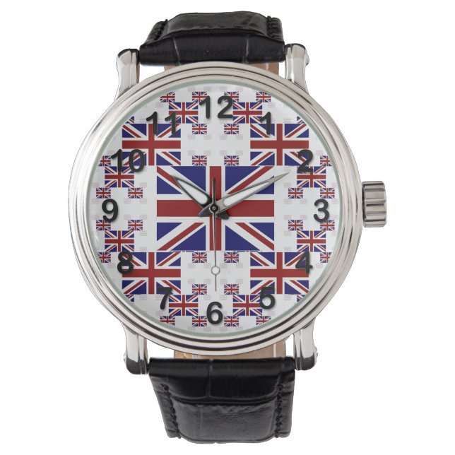 UK Union Jack Flagga i Lagrar #2 Armbandsur (Framsida)