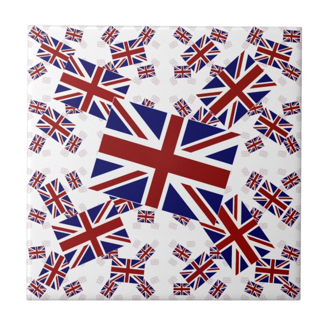 UK Union Jack Flagga i Lagrar Askew Kakelplatta (Framsidan)