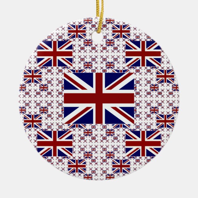 UK Union Jack Flagga i Lagrar Julgransprydnad Keramik (Framsidan)