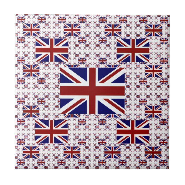 UK Union Jack Flagga i Lagrar Kakelplatta (Framsidan)