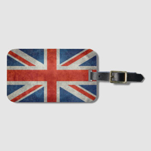 UK Union Jack Flagga i struktur i stil vintage Bagagebricka