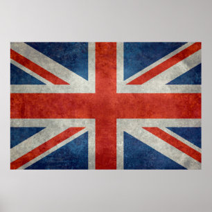 UK Union Jack Flagga i struktur i stil vintage Poster