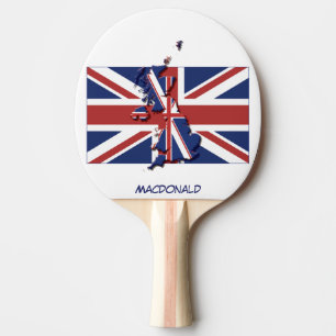 UK UNION JACK FLAGGA & KARTA Personlig Pingisracket