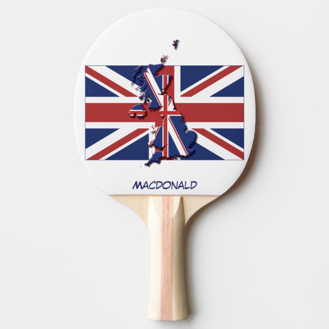 UK UNION JACK FLAGGA & KARTA Personlig Pingisracket (Framsidan)