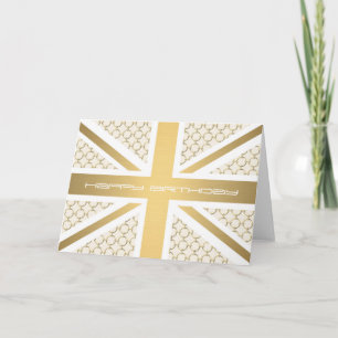 UK Union Jack Flagga med Guld Equestrian Mönster Kort